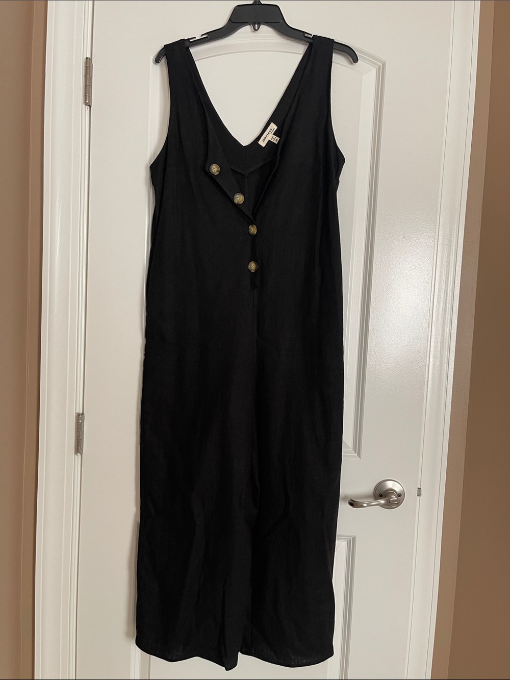 Classic Black Sleeveless Button-Front Jumpsuit